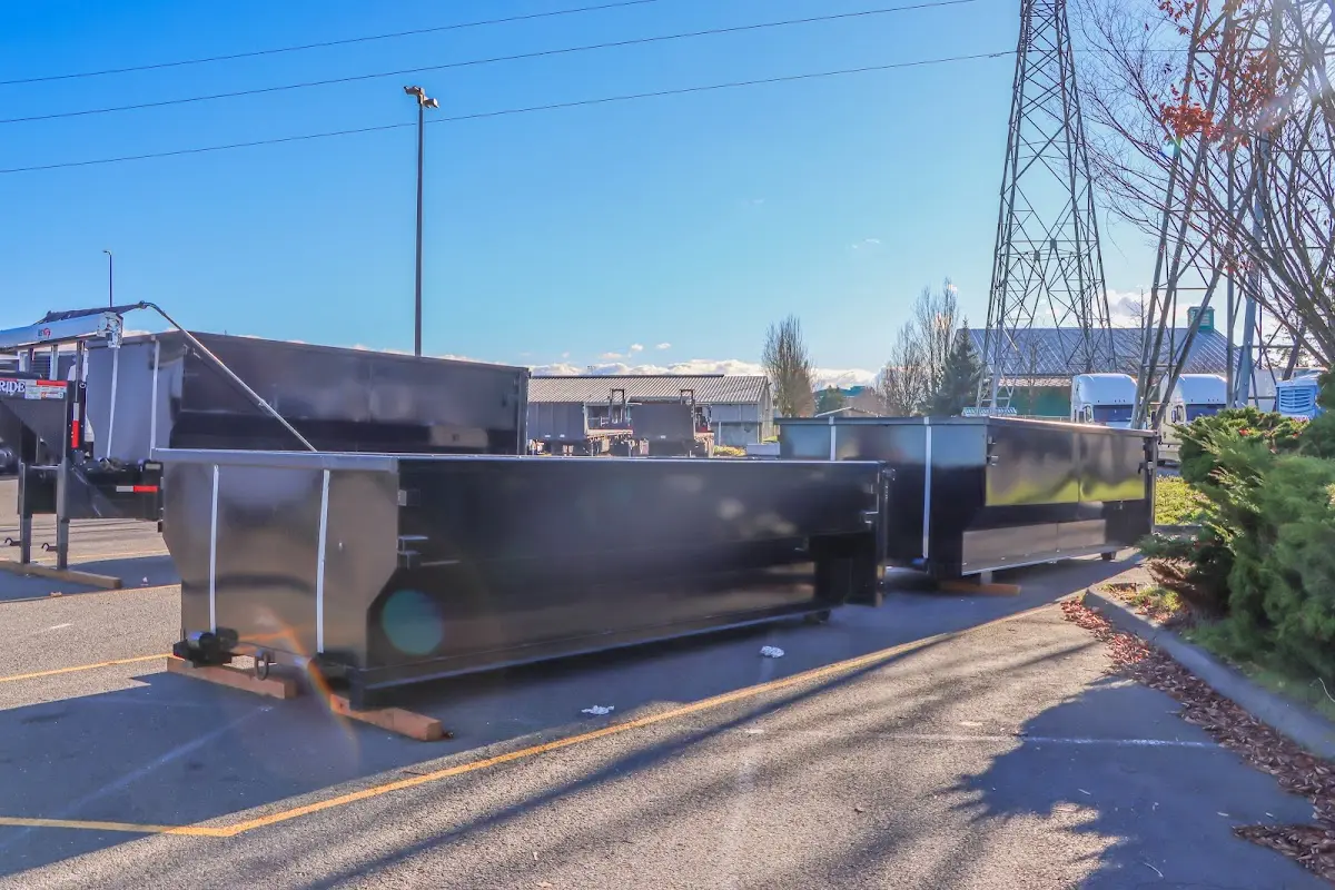 Roll-off dumpster ready for waste disposal at job site for 12 Yard Dumpster Rental in Lago Vista